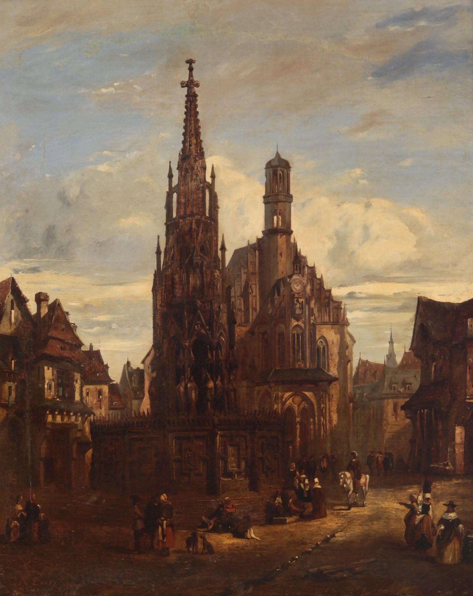 Square in the city of Nuremberg, by A. Zarra, oil, 1845