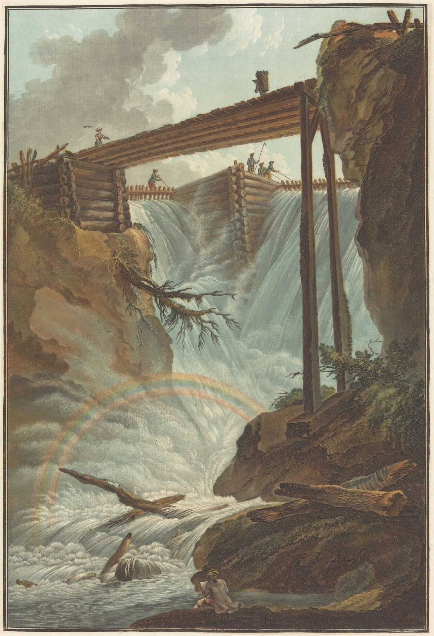 Chute de la Tritt dans la vallée de Muhlethal, by Charles-Melchior Descourtis, ink, 1776