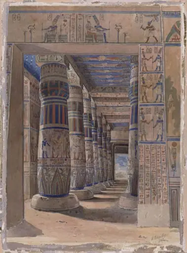 Interior of Crystal Palace, Egyptian Court, columns from the Temple of Karnak