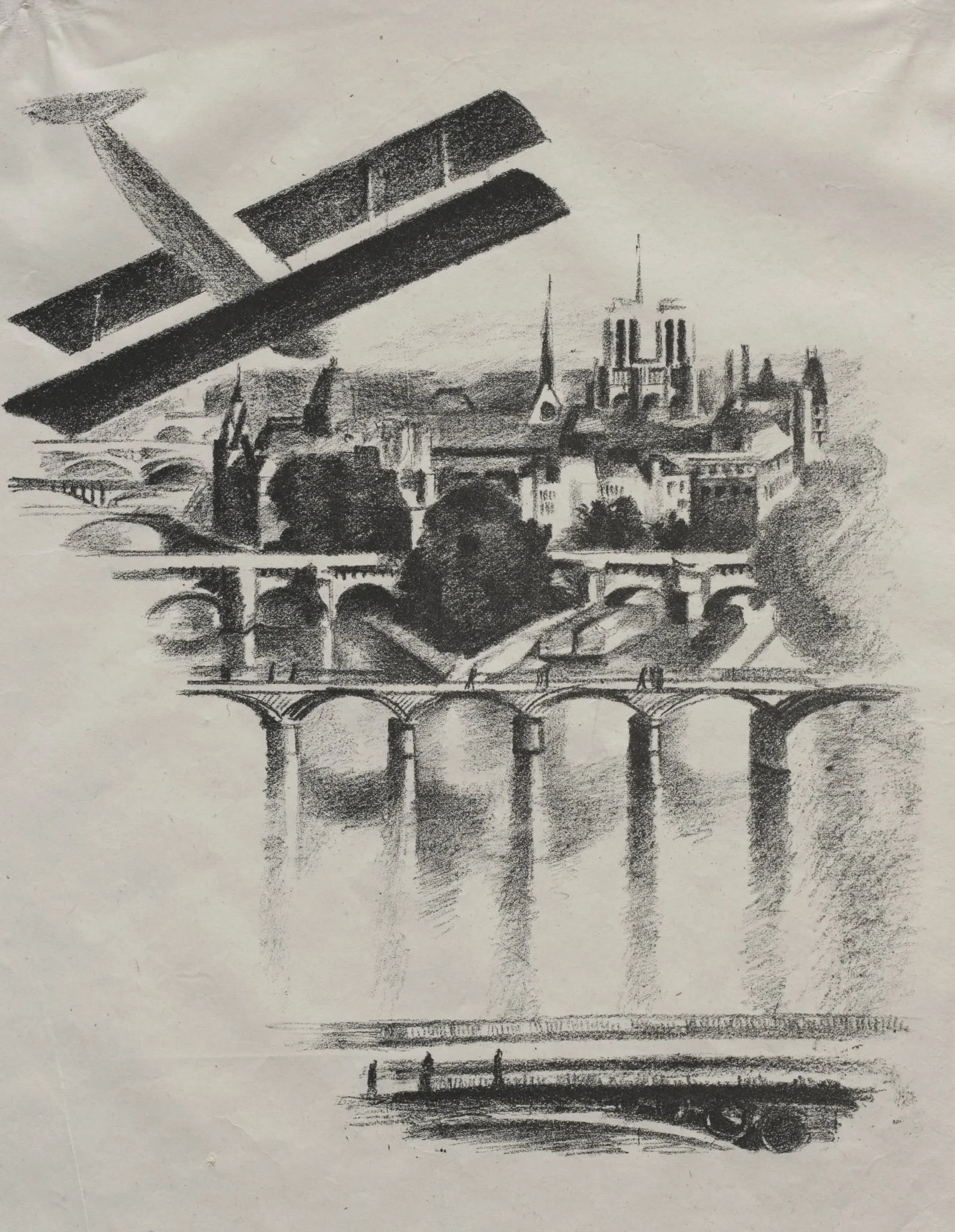 Allo Paris:  The Bridges of Paris and Notre-Dame, by Robert Delaunay, 1926