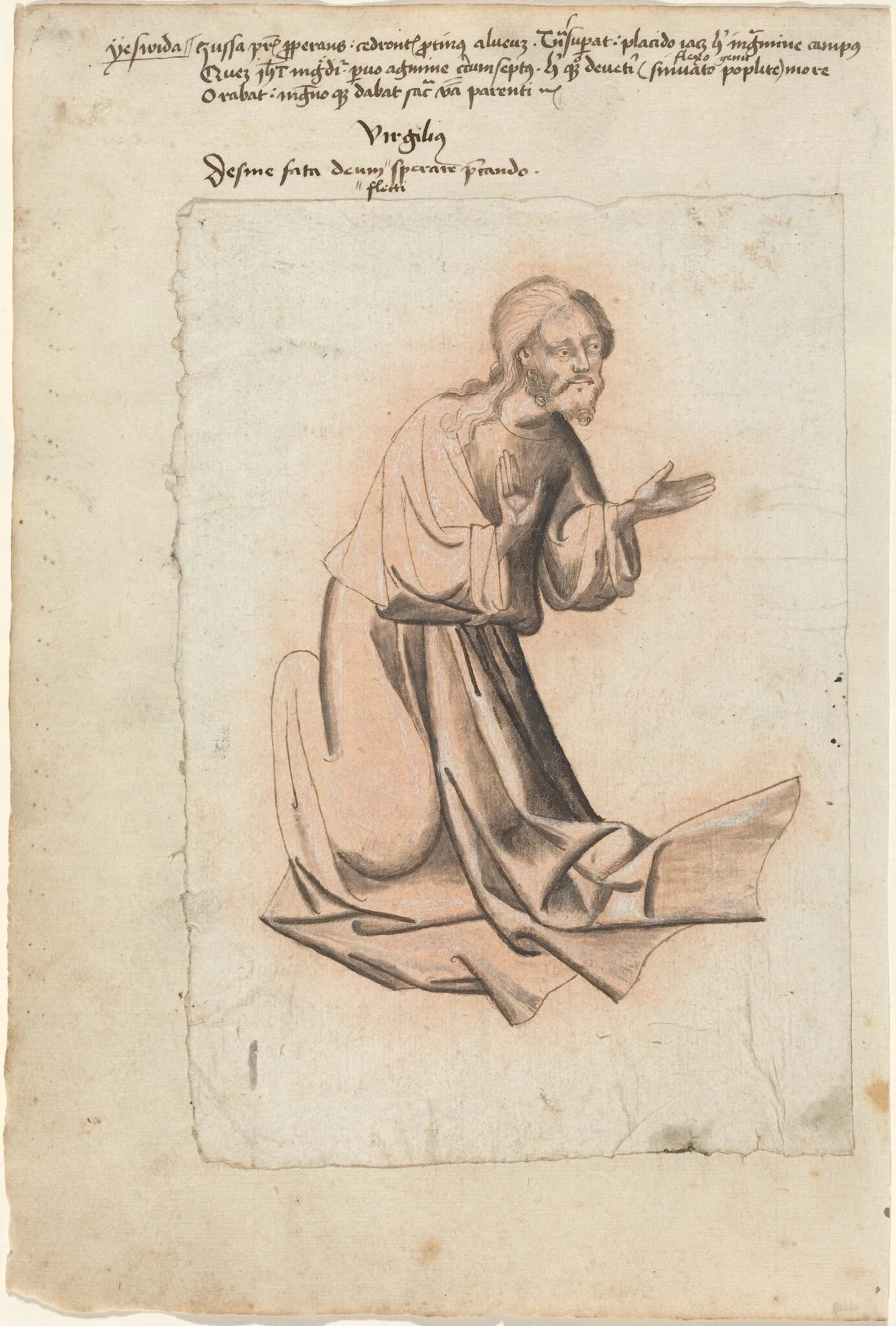 Christ Kneeling in Prayer, by South German 15th Century, ink, 1425