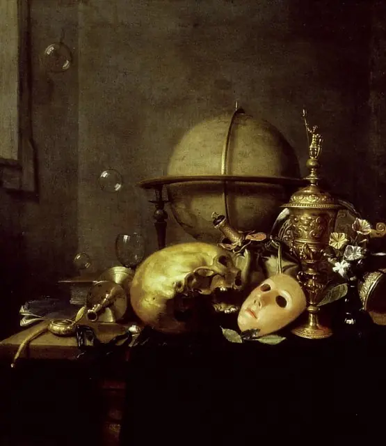 Vanitas still life with a mask