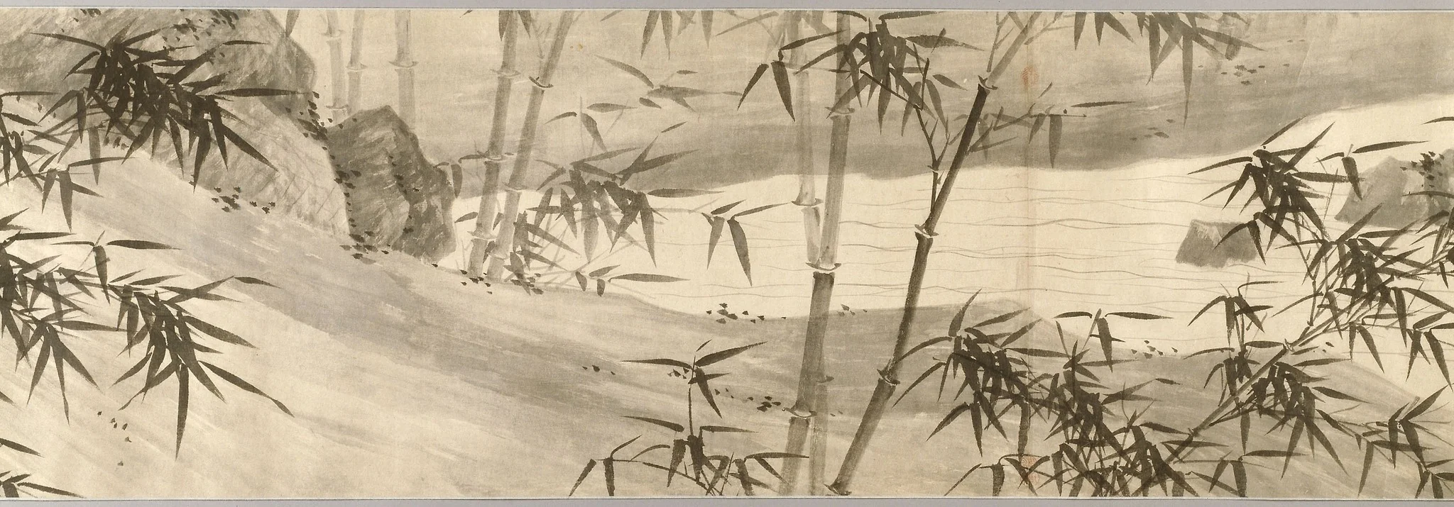 Bamboo-Covered Stream in Spring Rain