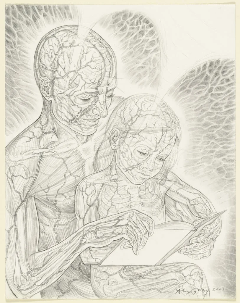 Untitled, by Alex Grey, graphite, 2001
