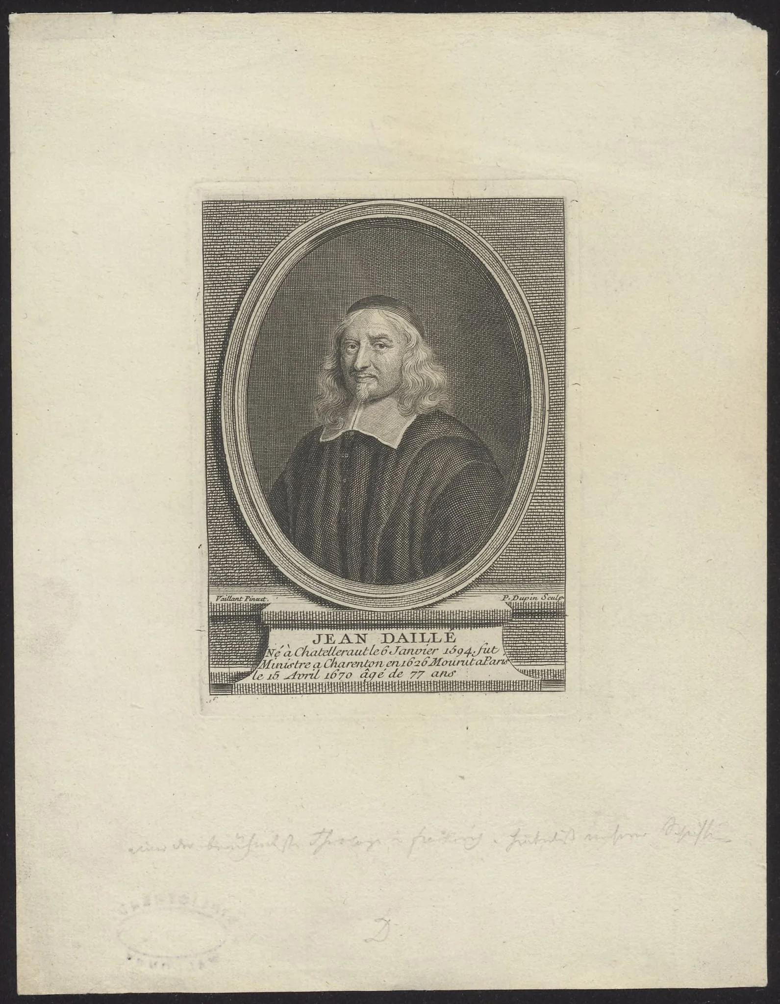 Portrait of Johannes Dallaeus/ Jean Daillé