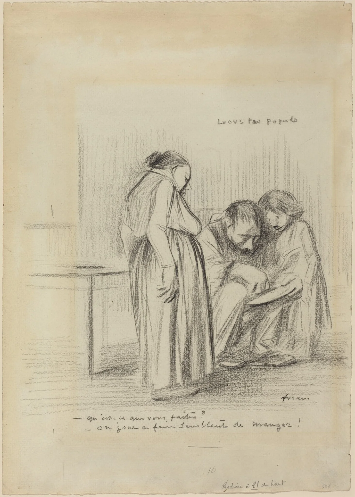a) Ludus pro Populo (recto); b) Head of a Man (verso), by Jean-Louis Forain, crayon, 1892