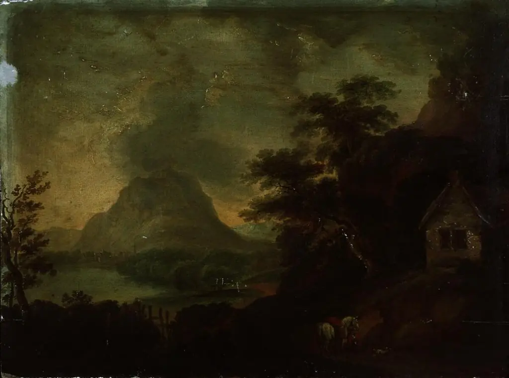 Landscape with lake and mountains