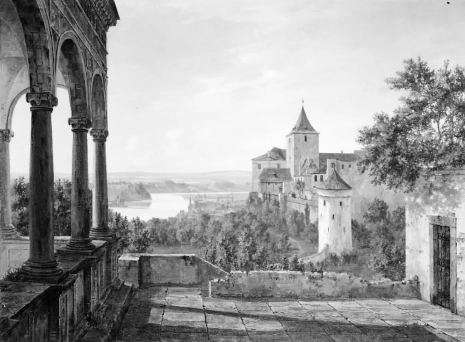 Udsigt ved Tycho Brahes observatorium i Prag, by Unknown, 1843