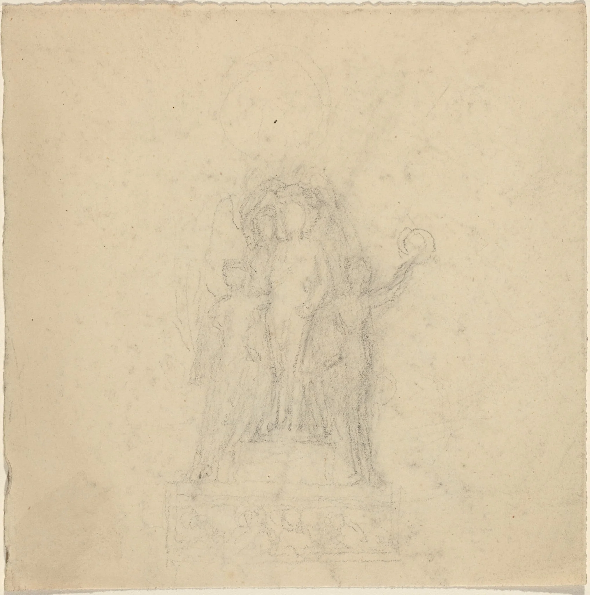 Studies for a Monument with the Crowning of a Figure [recto and verso], by John Flaxman, graphite, 1790