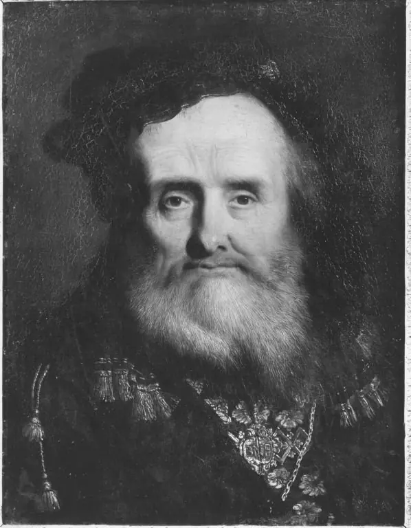 Bust of an old man in fancy dress