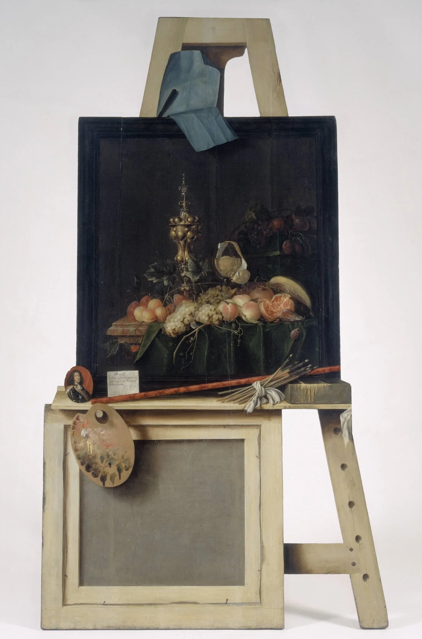 Cut-Out Trompe l'Oeil Easel with Fruit Piece, by Unknown, 1650