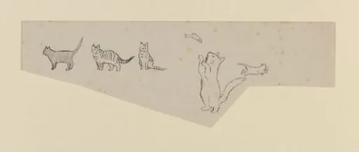 A cat playing with a fish, and other drawings of cats