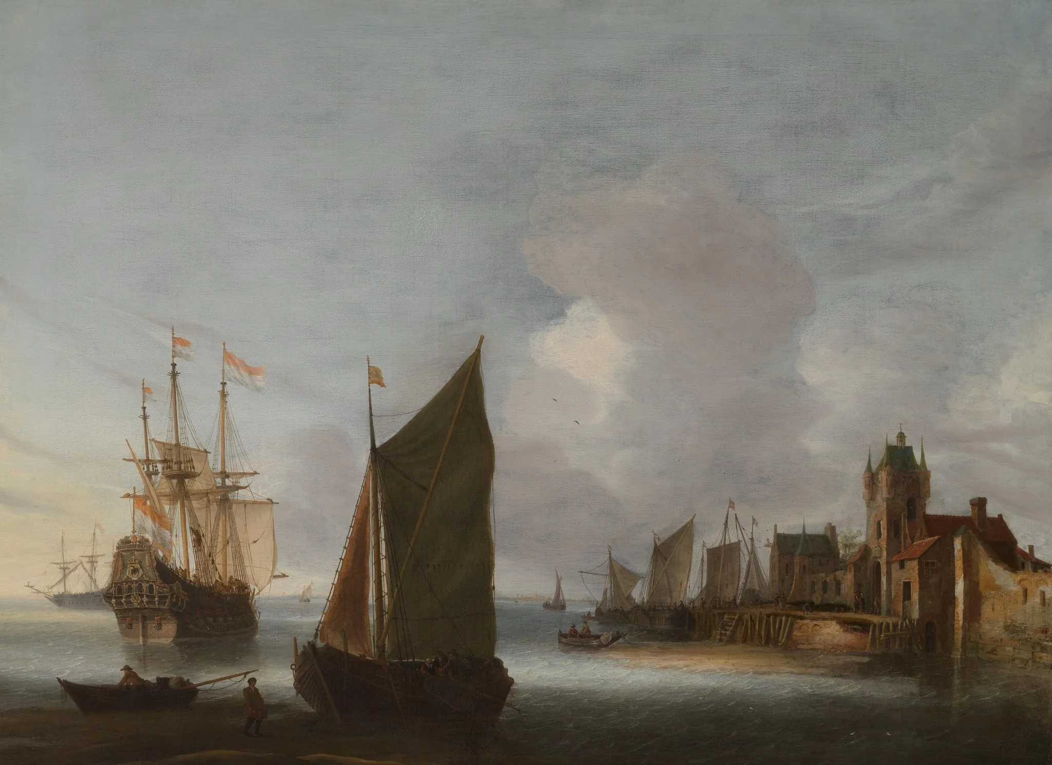 Ships near Zierikzee with the Zuidhavenpoort in the Background