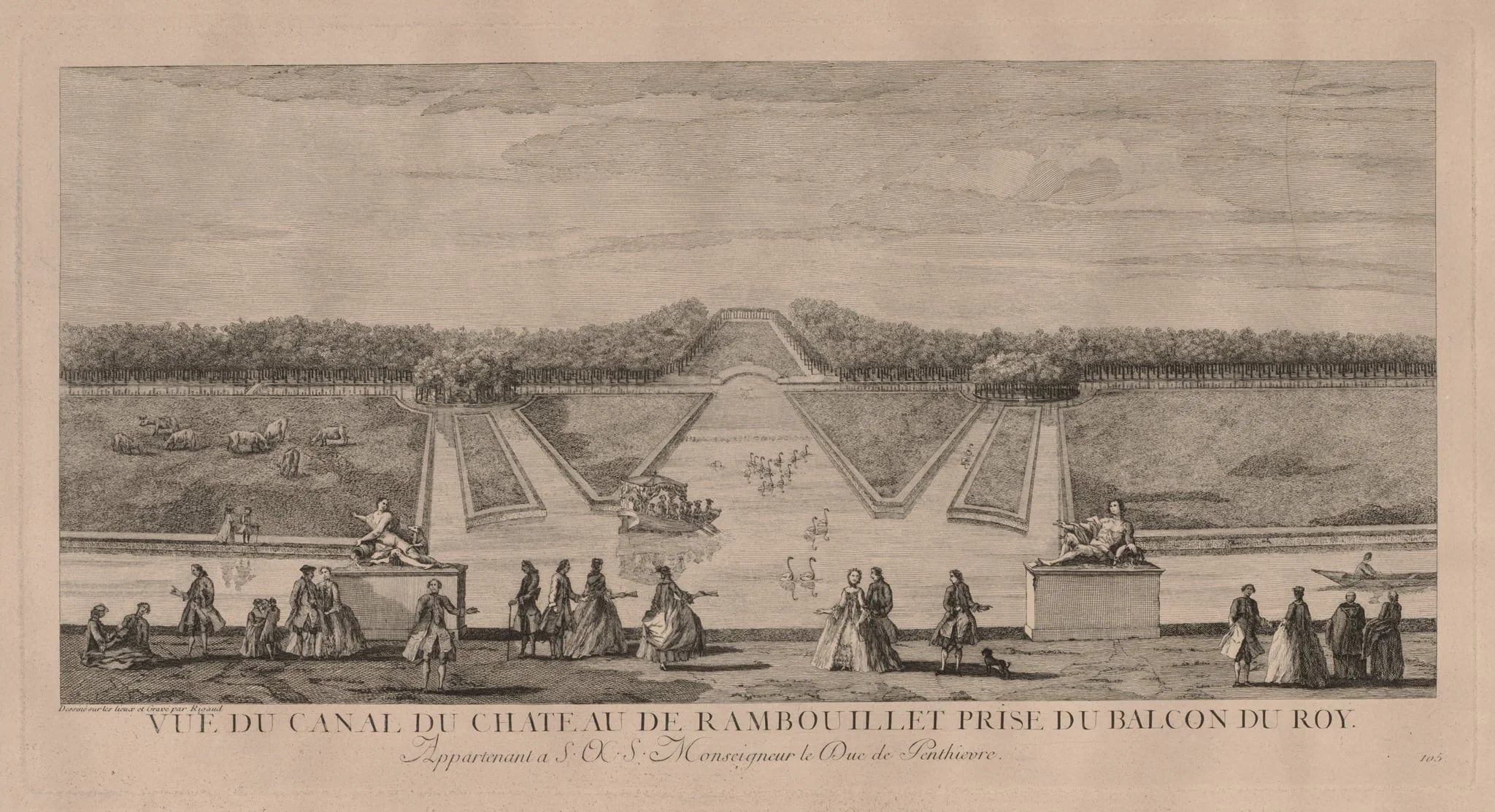 The Chateau from the Canal at Rambouillet, by Jacques Rigaud, 1727