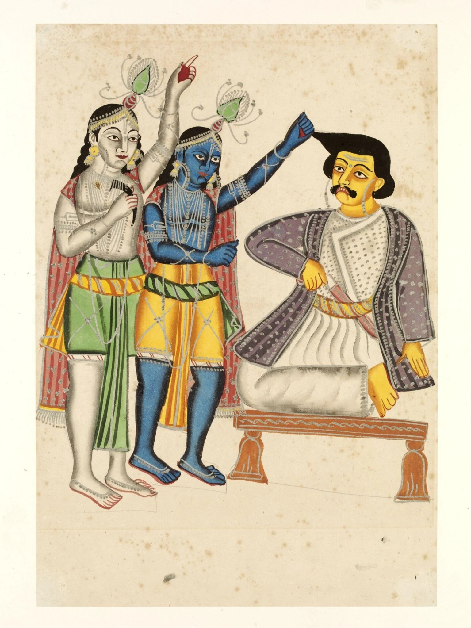 Krishna, Balarama and Kansa, by Unknown, paint, 1830