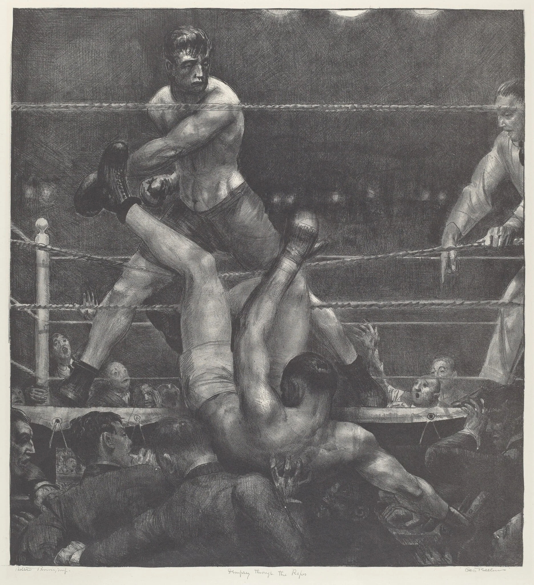 Dempsey through the Ropes, by George Bellows, ink, 1924