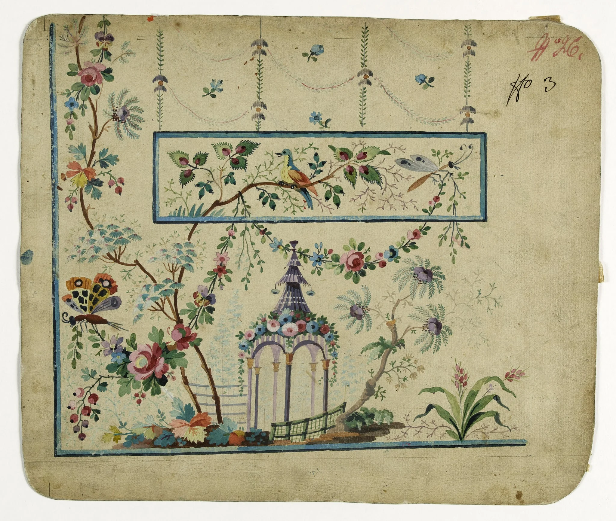 Gilet décor pagode, projets de broderies de gilet, XVIIIème siècle, by Anonyme, 1750