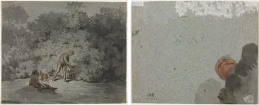 Faggot Gatherer (recto) Study of a Head seen from Below (verso)