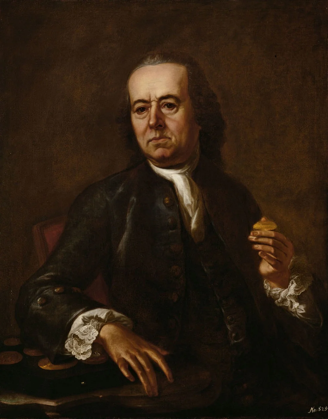 Valentin-Jameray Duval mit einer Nummothek, Halbfigur, by Franz Messmer, unspecified, 1760