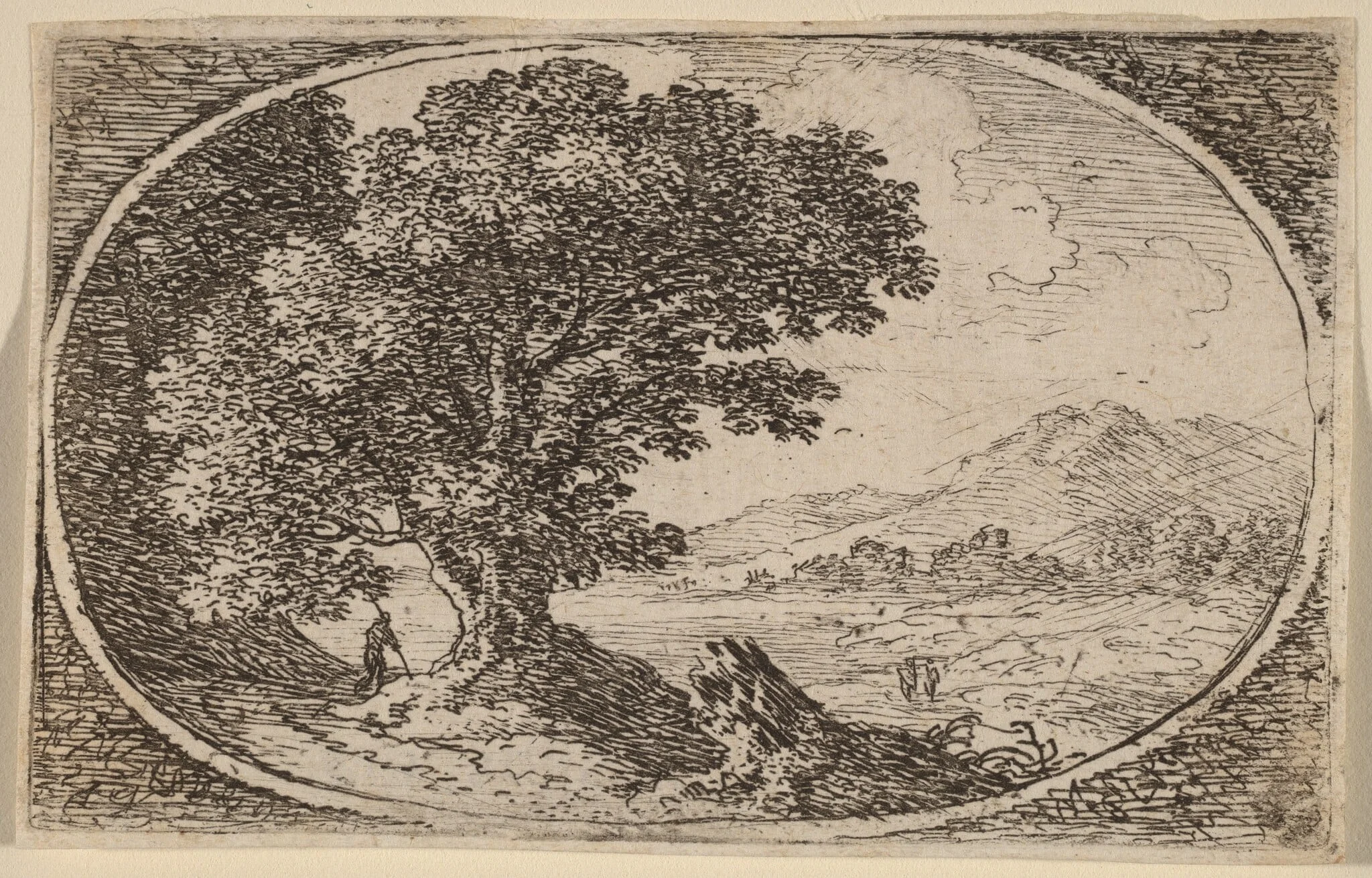 Path to Left of a Large Tree and a Stump, by Herman van Swanevelt, ink, 1628