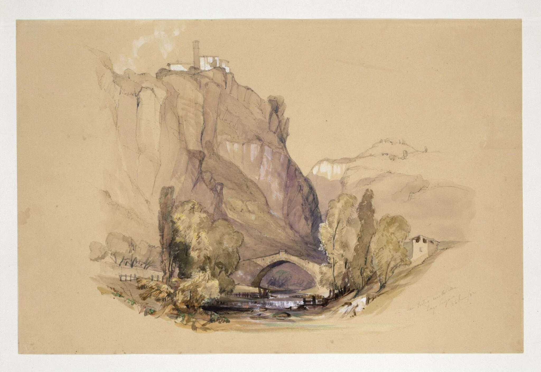 San Pietro, near Porlezza, Lake Lugano, by John Harper, watercolor, 1842