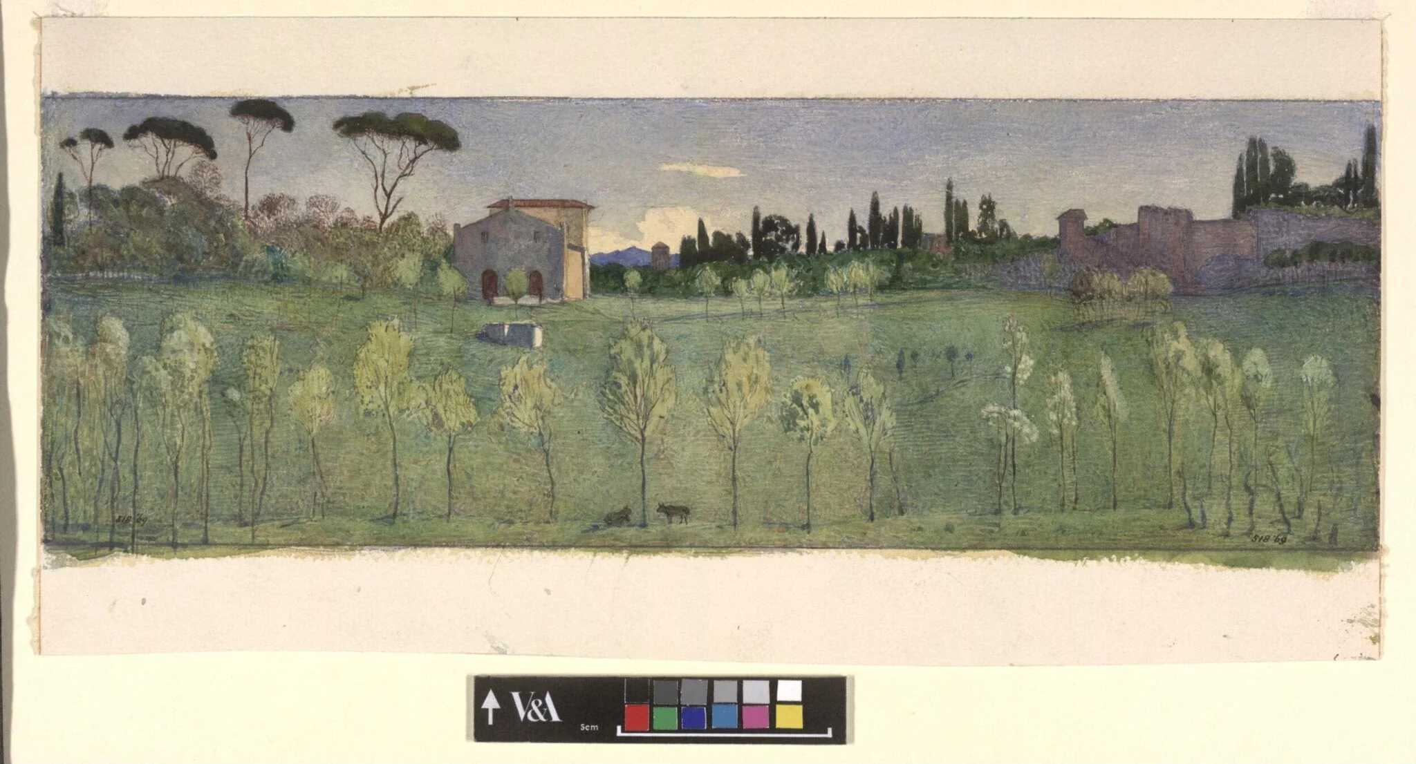 Villa Borghese, Rome, by Andrew Brown Donaldson, watercolor, 1860