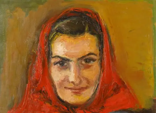 Portret de femeie cu basma roșie