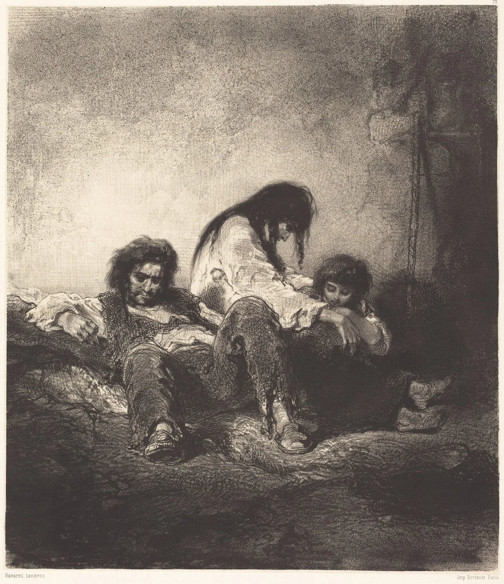 The Poor Family (Une famille pauvre), by Paul Gavarni, ink, 1846