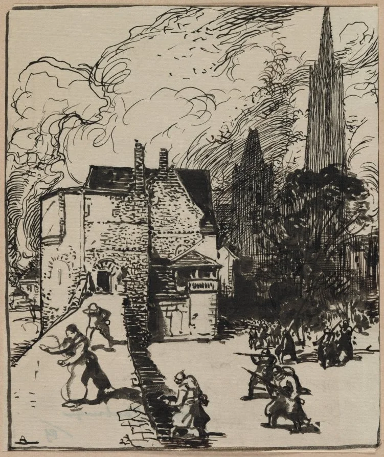 Siège des Maubeuge, by Auguste Lepère, 1914