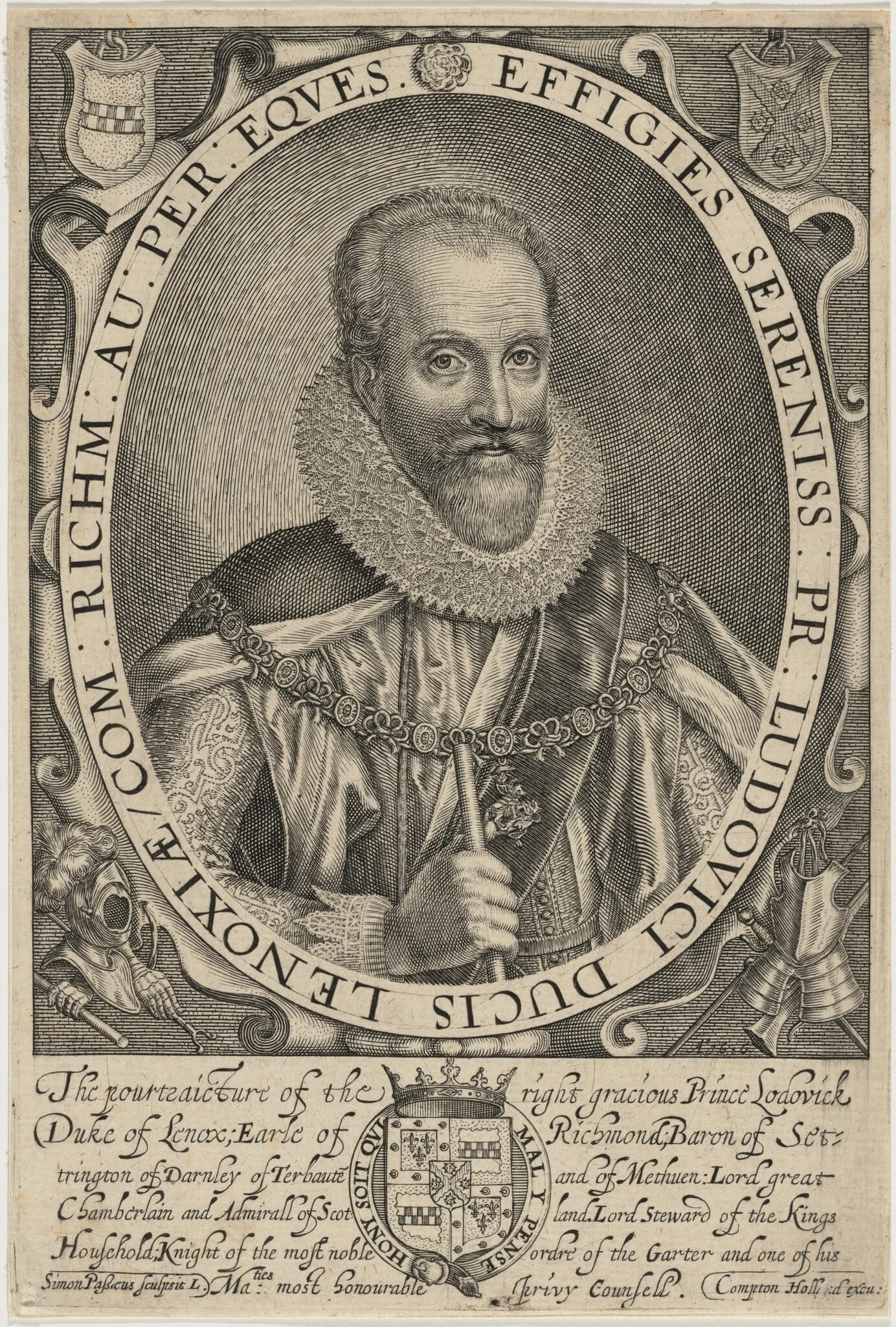 Ludovic Stuart, Duke of Lennox and Richmond, by Simon van de Passe, ink, 1621