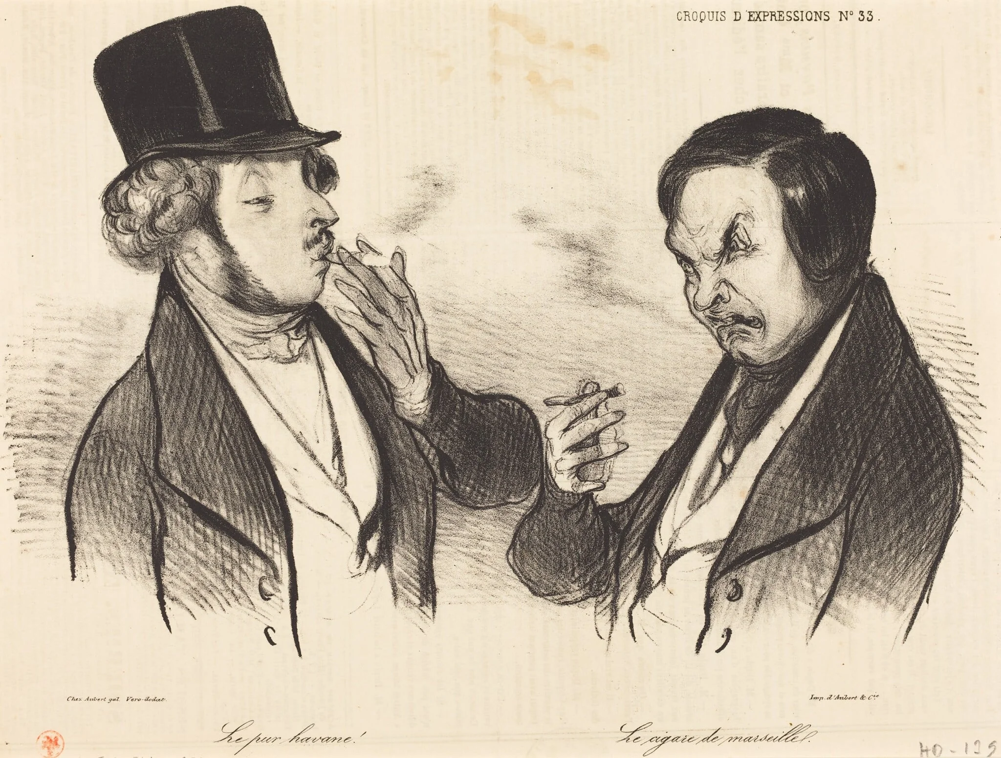 Le pur havane! Le cigare de marseille, by Honoré Daumier, ink, 1838