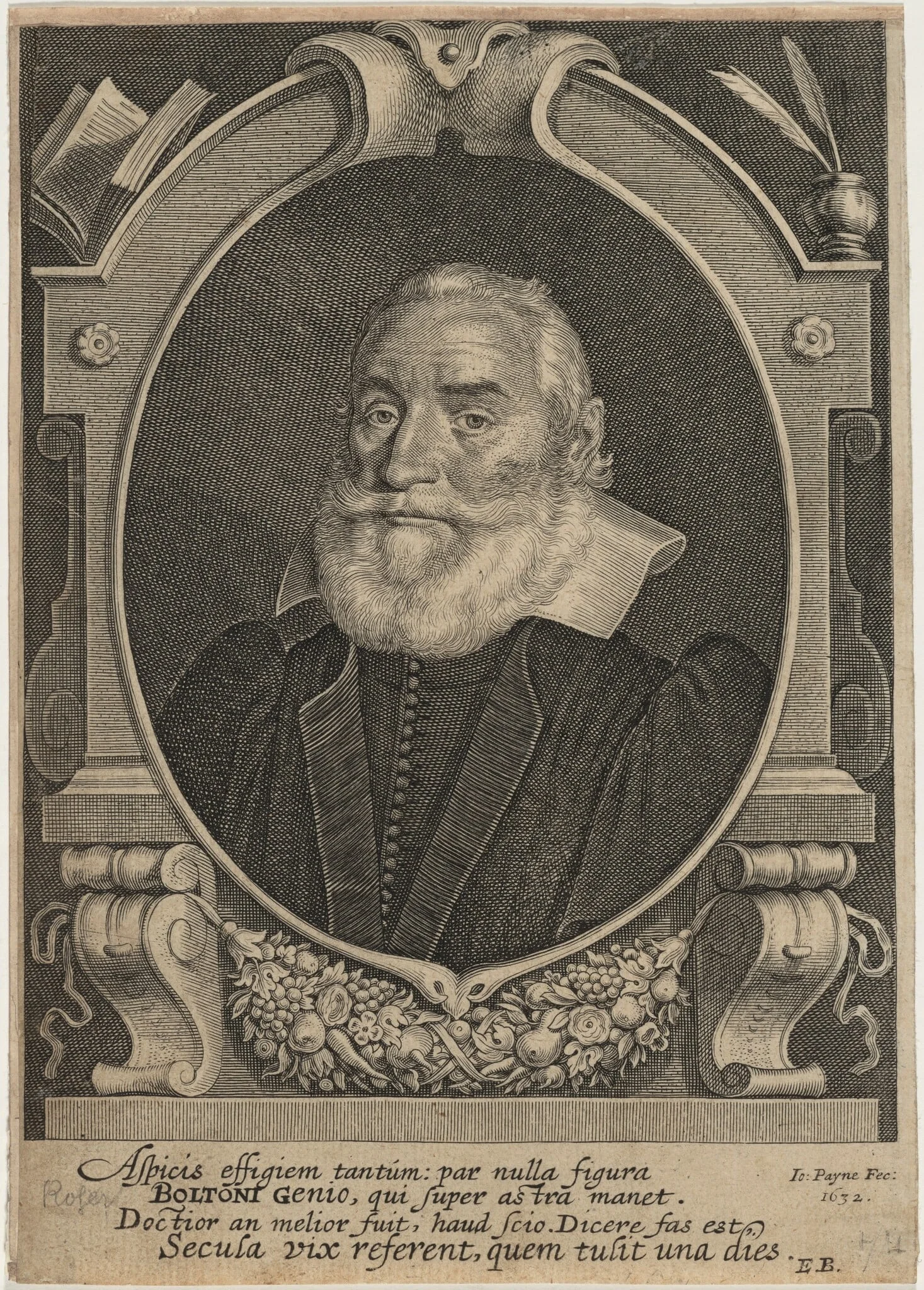 Reverend Robert Bolton, by John Payne, ink, 1632