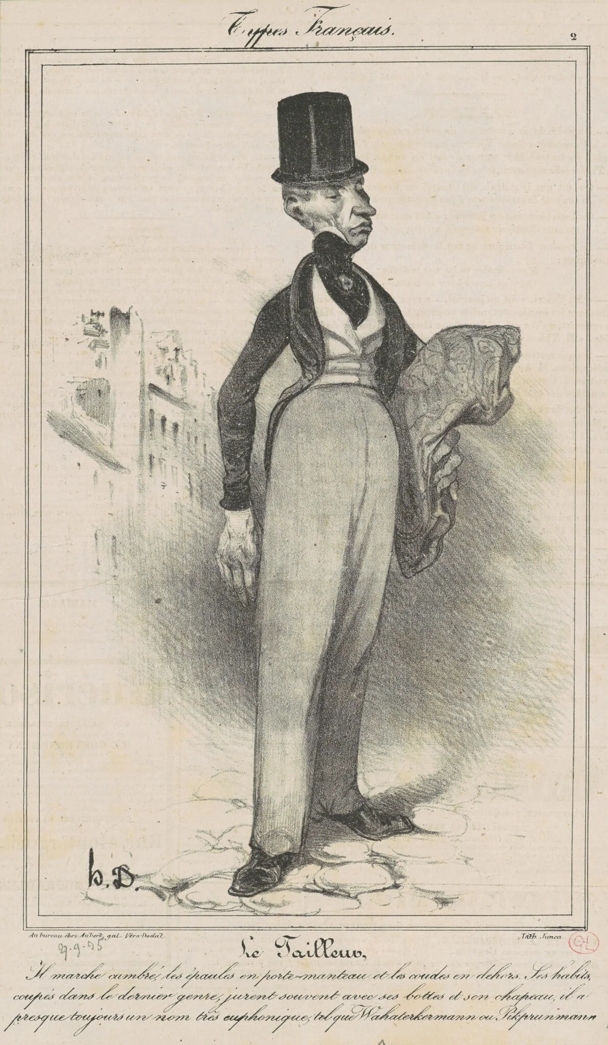 Le Tailleur, by Honoré Daumier, ink, 1835