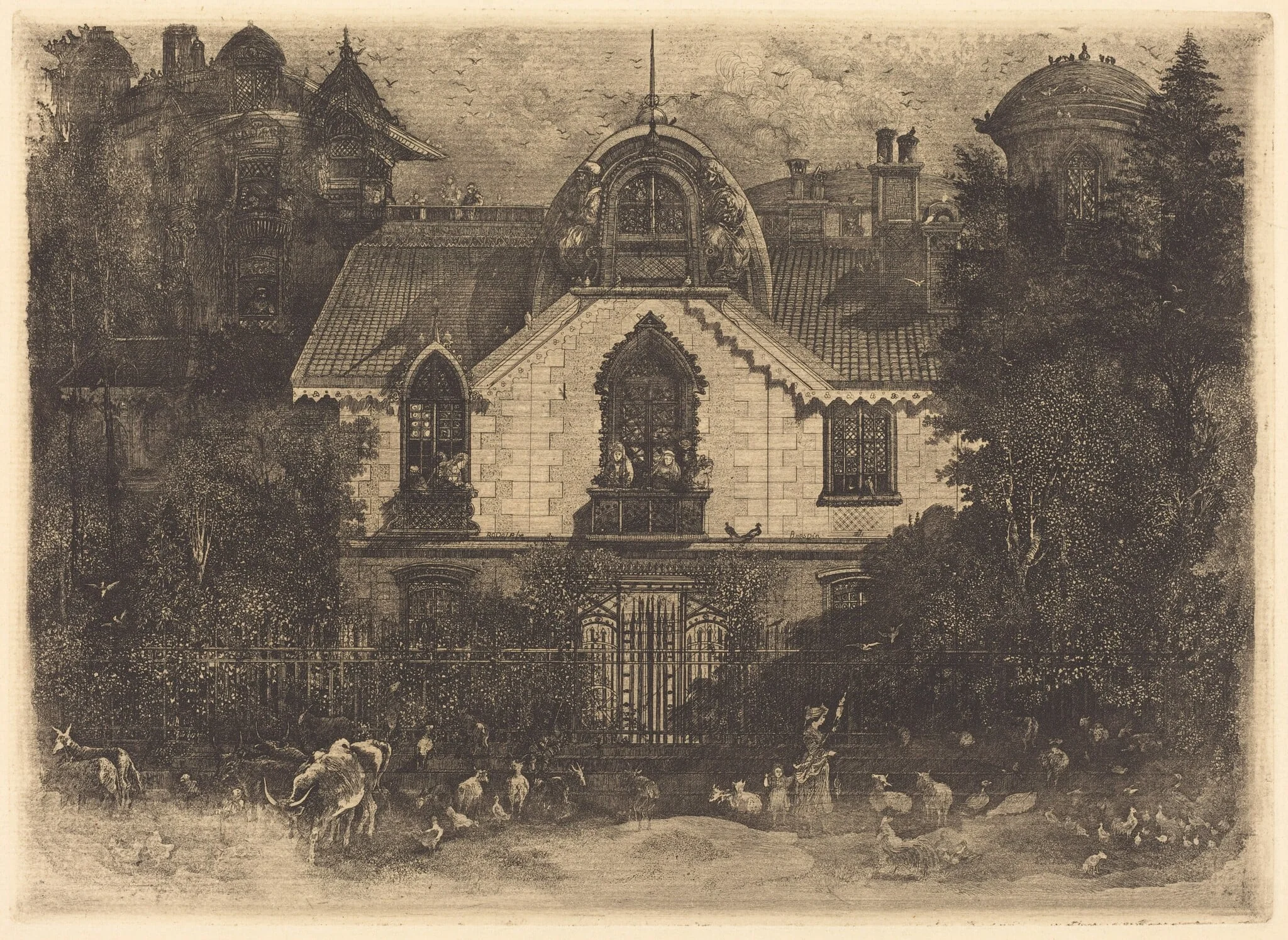 The Haunted House, by Rodolphe Bresdin, ink, 1871