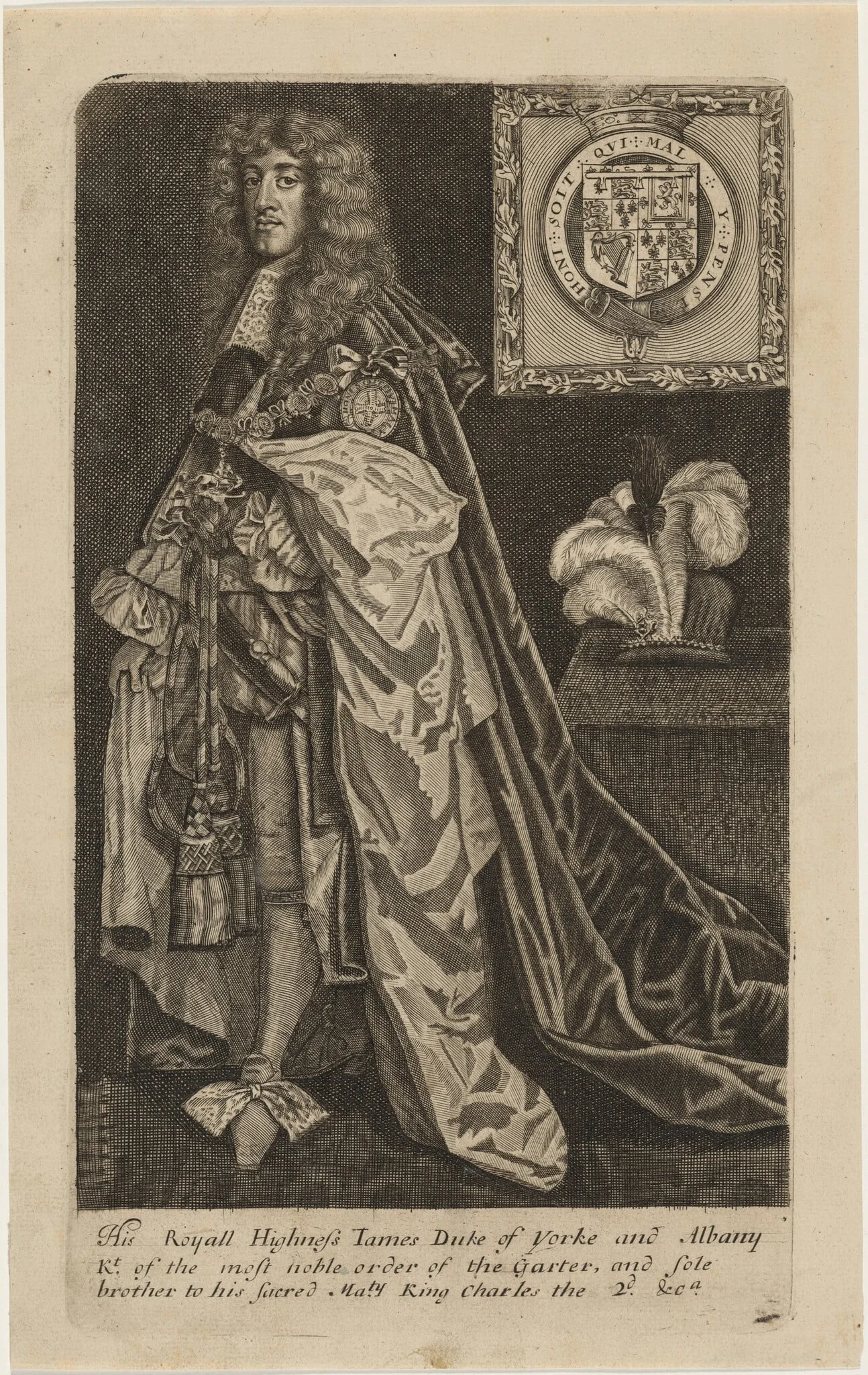 James II as Duke of York, by Unknown 19th Century, ink, 1850