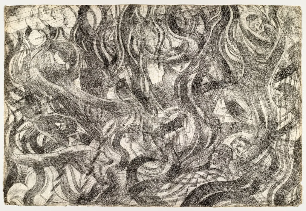 Untitled, by Umberto Boccioni, charcoal, 1911