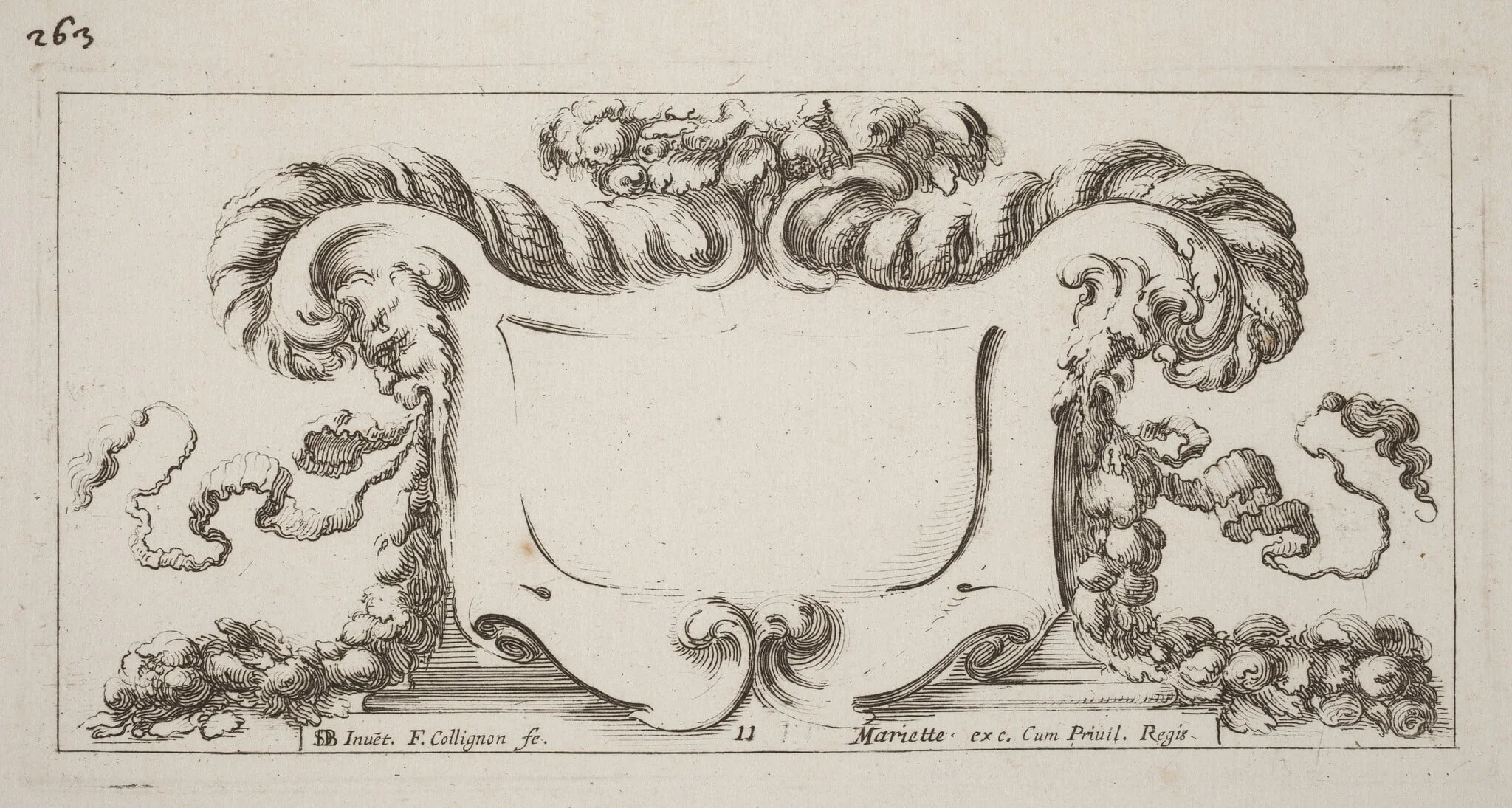 Cartouche, by François Collignon, ink, 1646