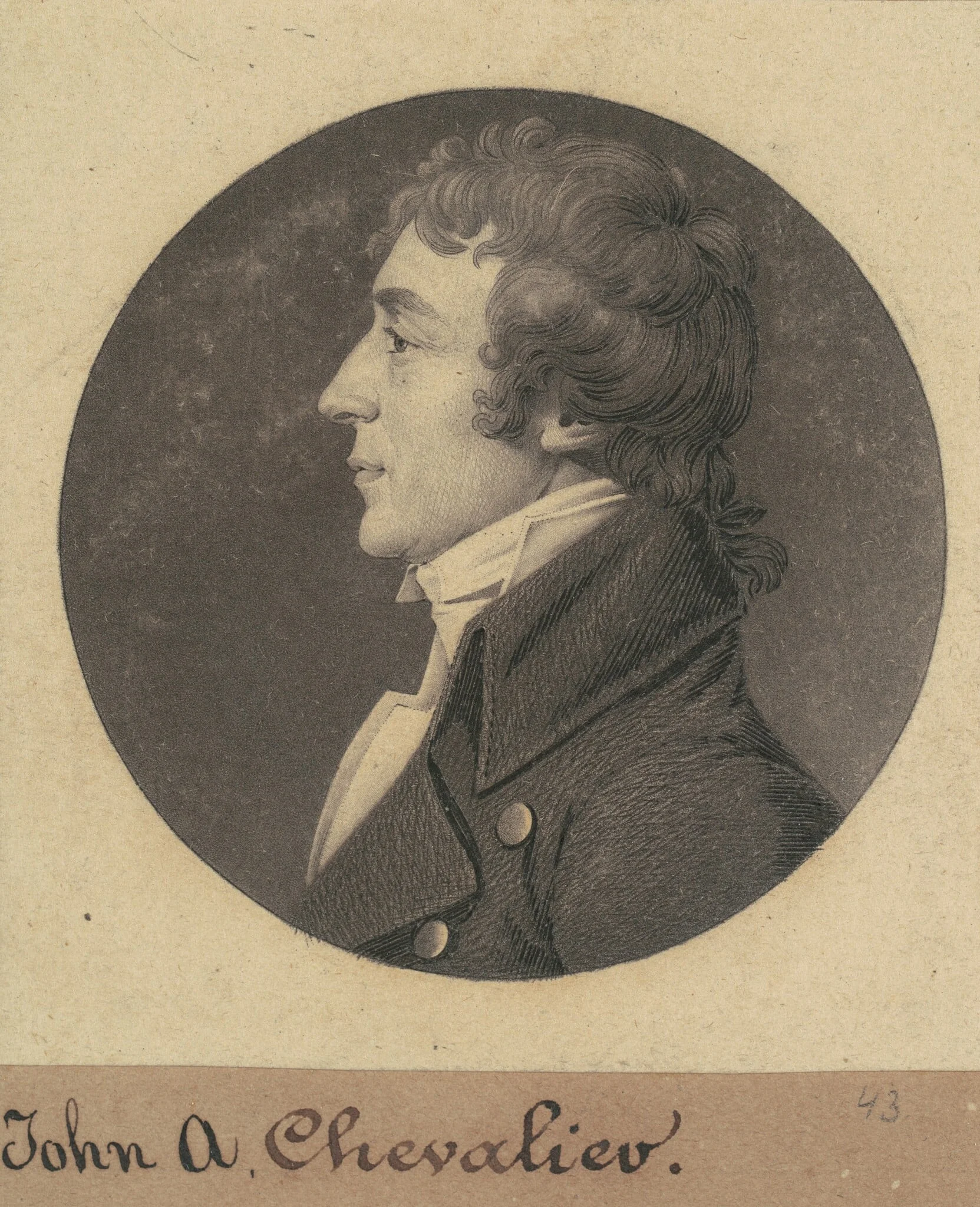 Jean Auguste Marie de Chevallié, by Charles Balthazar Julien Févret de Saint-Mémin, ink, 1808