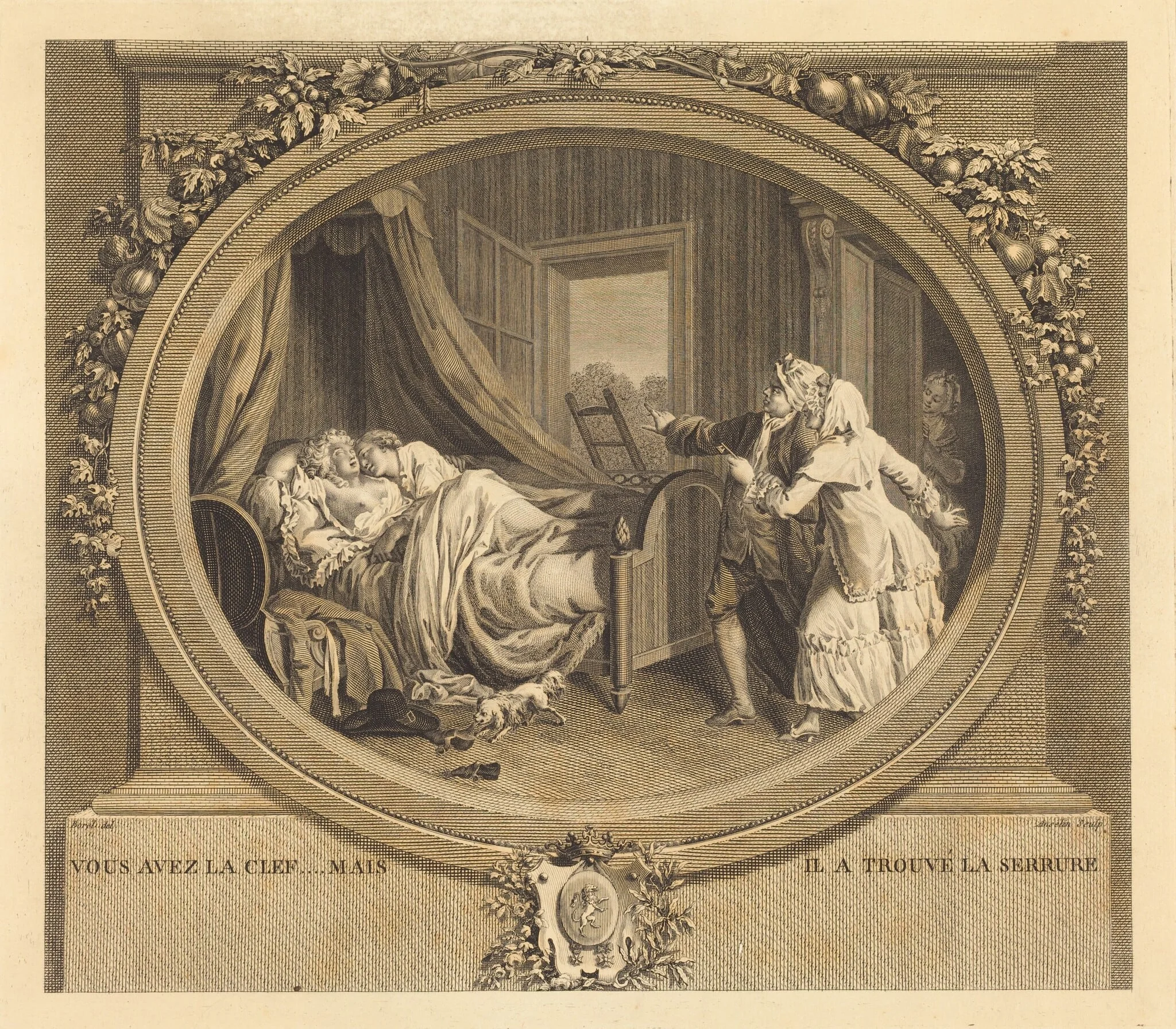 Vous avez la clef, mais il a trouve le serrure, by Jean-Louis Anselin, ink, 1788