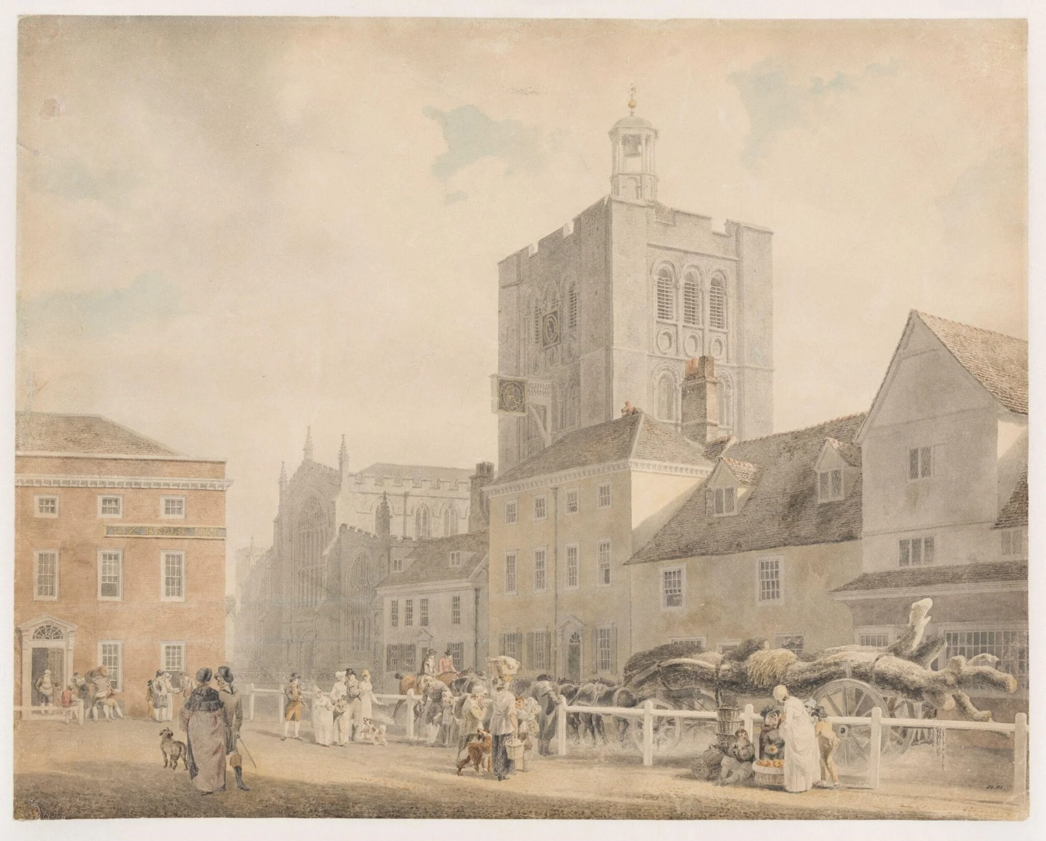 View of Bury St. Edmunds, by Rooker, watercolor, 1750