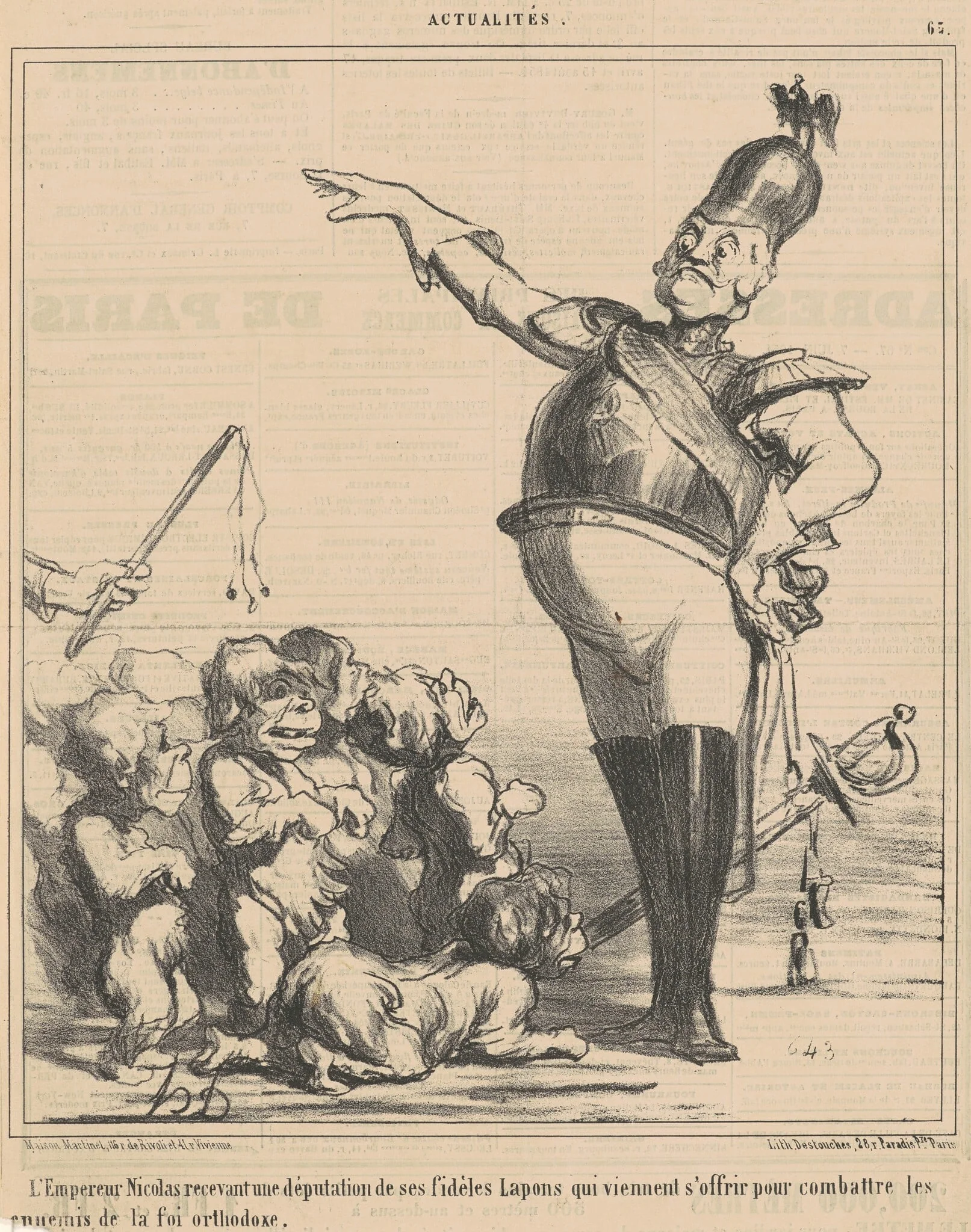L'empereur Nicolas recevant une députation ..., by Honoré Daumier, ink, 1854