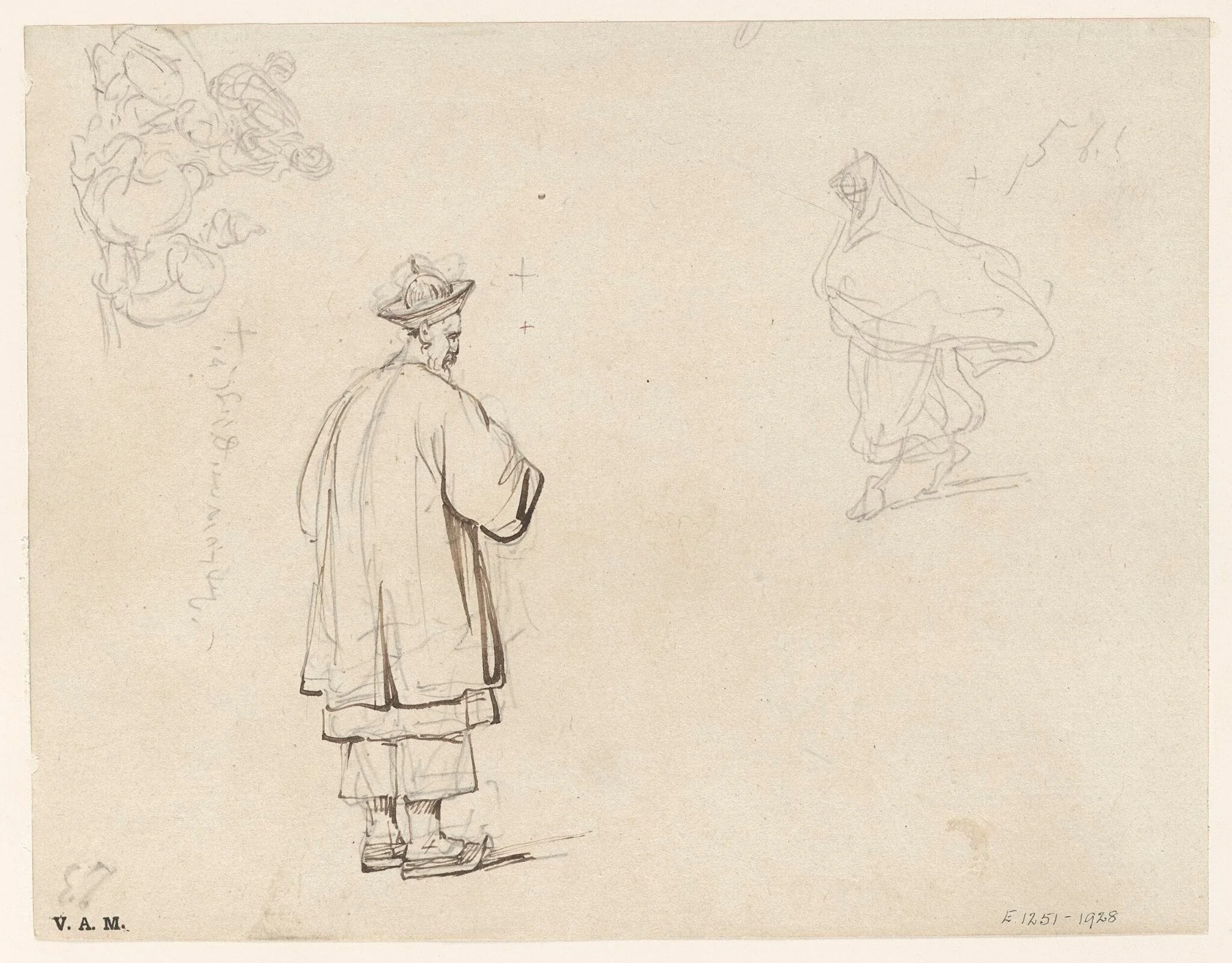 A Chinese official, with two other sketches