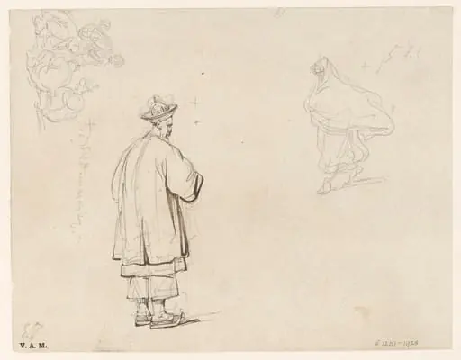A Chinese official, with two other sketches