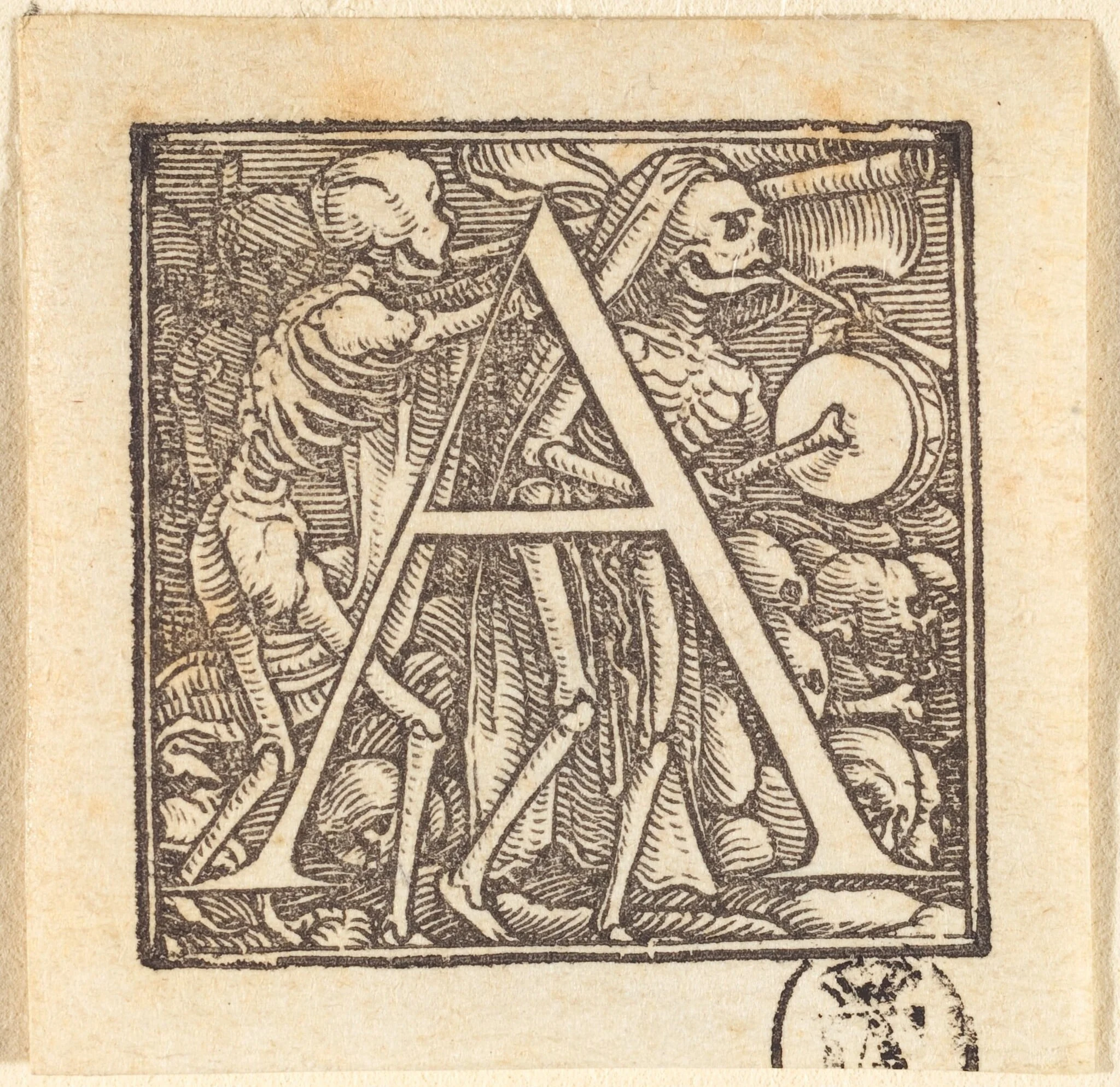 Letter A, by Hans Lützelburger, ink, 1523