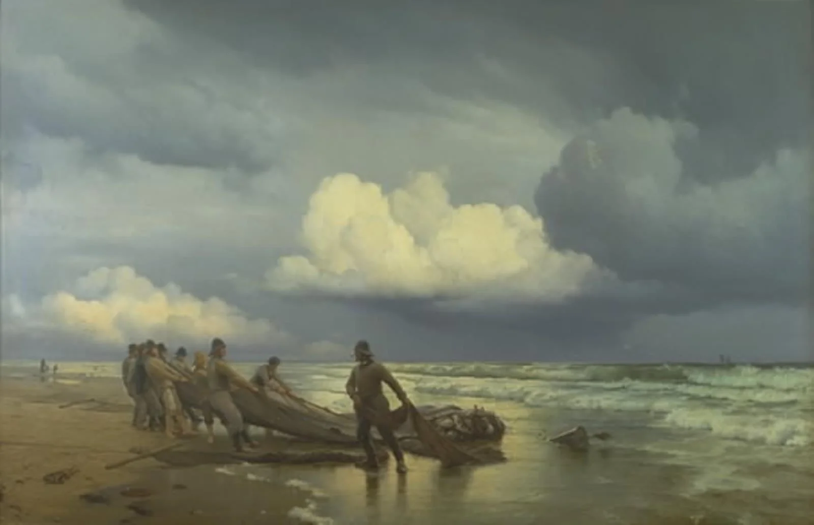 Fiskere trækker våd på Skagen Nordstrand, by Unknown, 1870