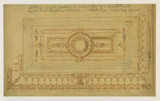 Design for decoration of private theatre at Leighton Hall