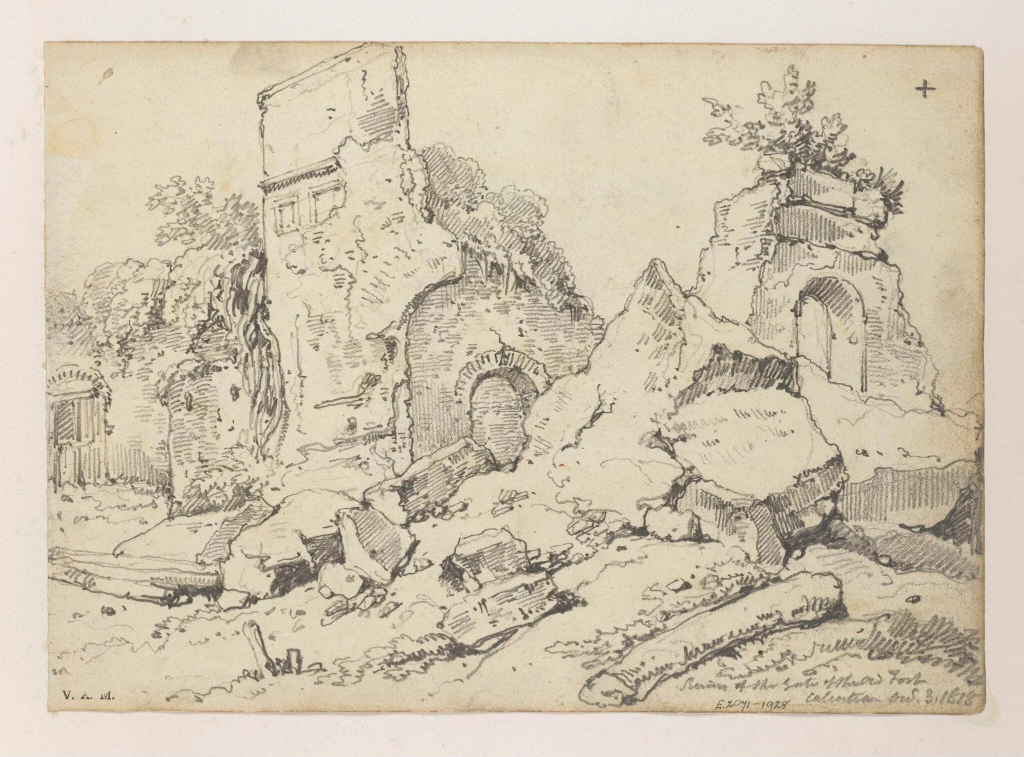 Ruins of the Old Fort, Calcutta, by George Chinnery, 6
