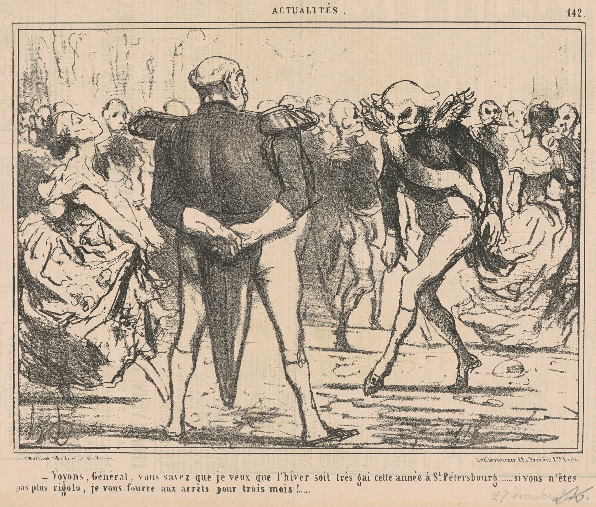 Voyons, genéral ..., by Honoré Daumier, ink, 1854