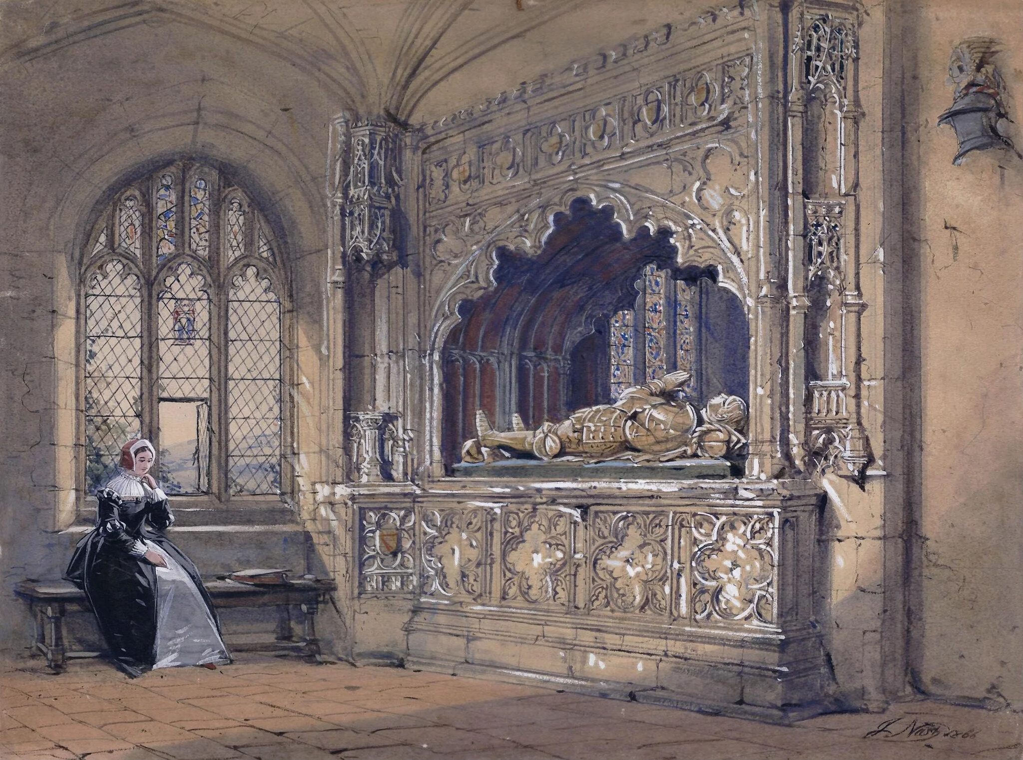 The supposed tomb  of Thomas Fiennes, in Herstmonceux Church,  Sussex, looking south-east from the North Chapel