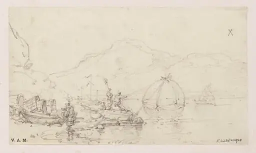 Fishermen by a beached Tanka boat, Macau